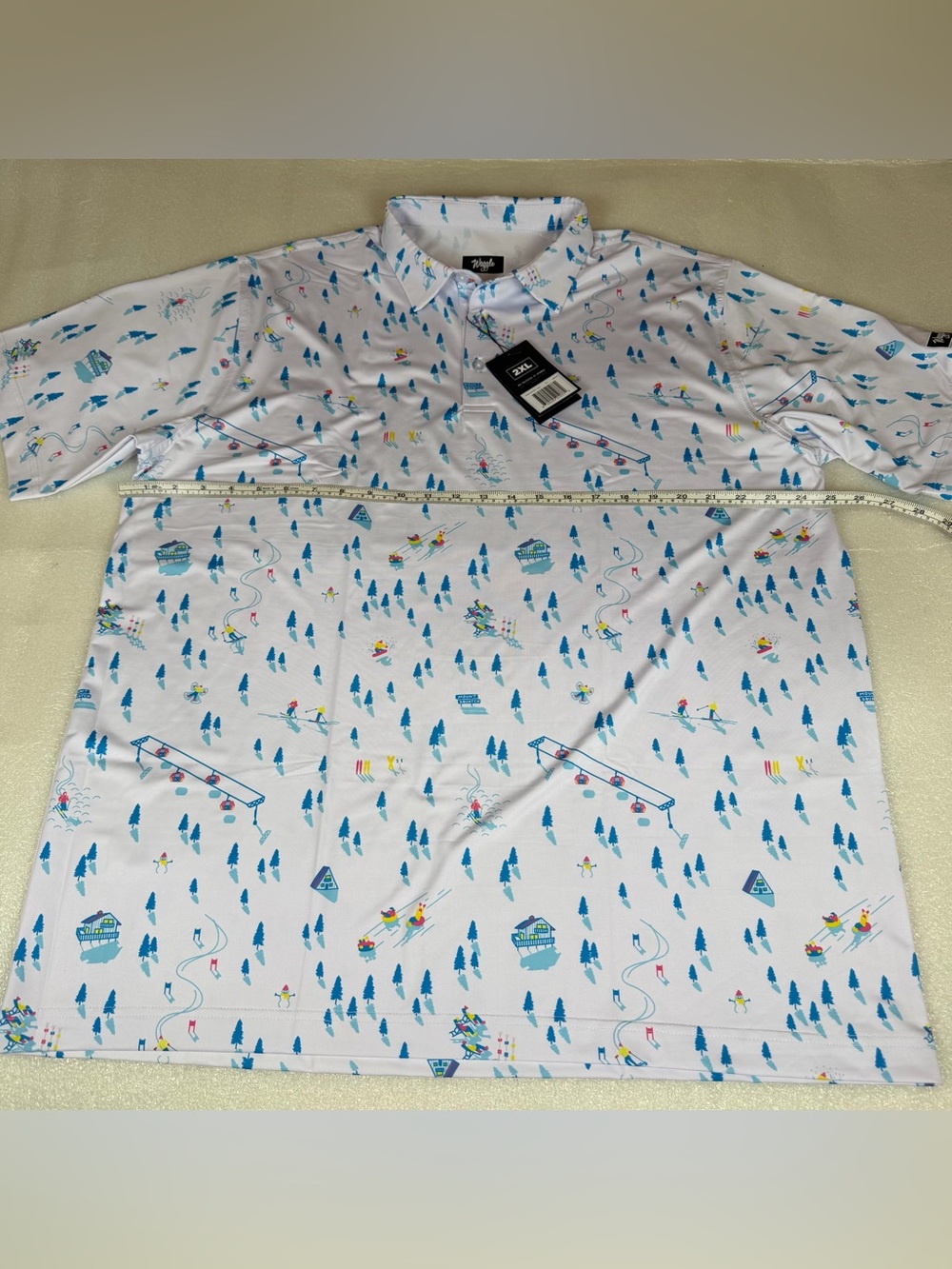 Waggle Men's 2XL Performance Golf Polo Shirt Mt. Squatch Downhill AOP NWT - Picture 6 of 9
